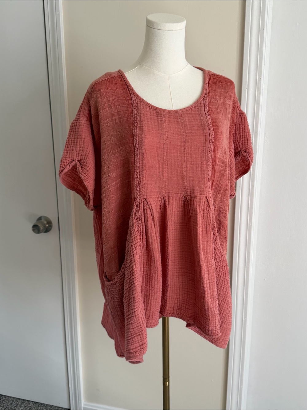 Free People Cottagecore Oversized Gauzy Pink Tunic Shirt in Pink